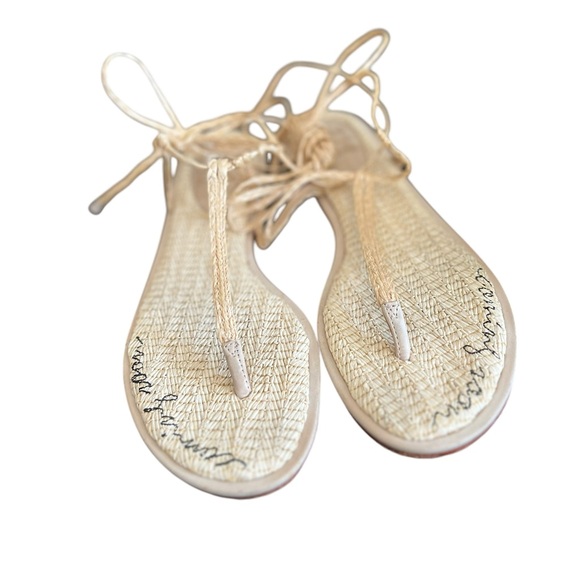 SCHUTZ 314 Straw Embroidered Woven Wrap Gladiator Thong Sandals - Picture 3 of 11